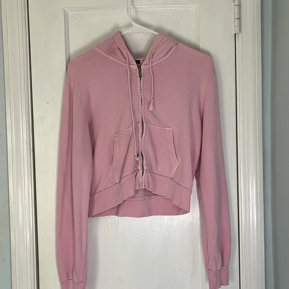 Brandy Melville Pink Cropped Hoodie